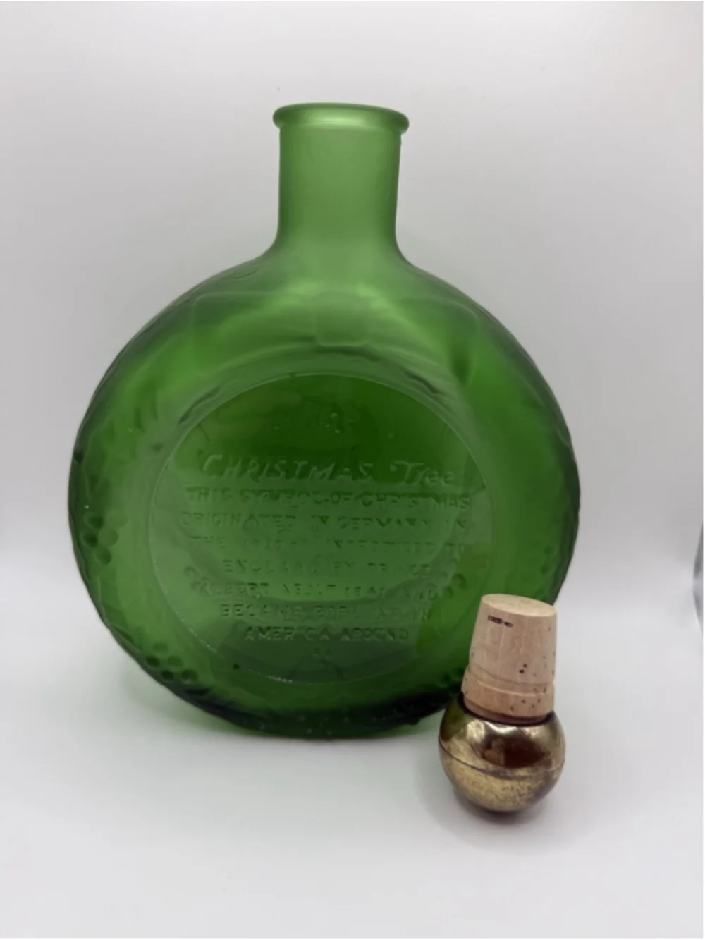 Vintage Decanter with Stopper Green Christmas